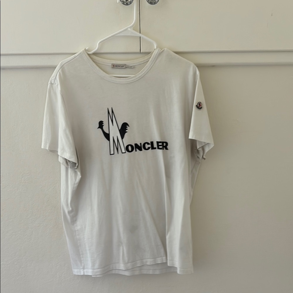 Vintage Moncler White Short Sleeve Tee Classic Crew Neck